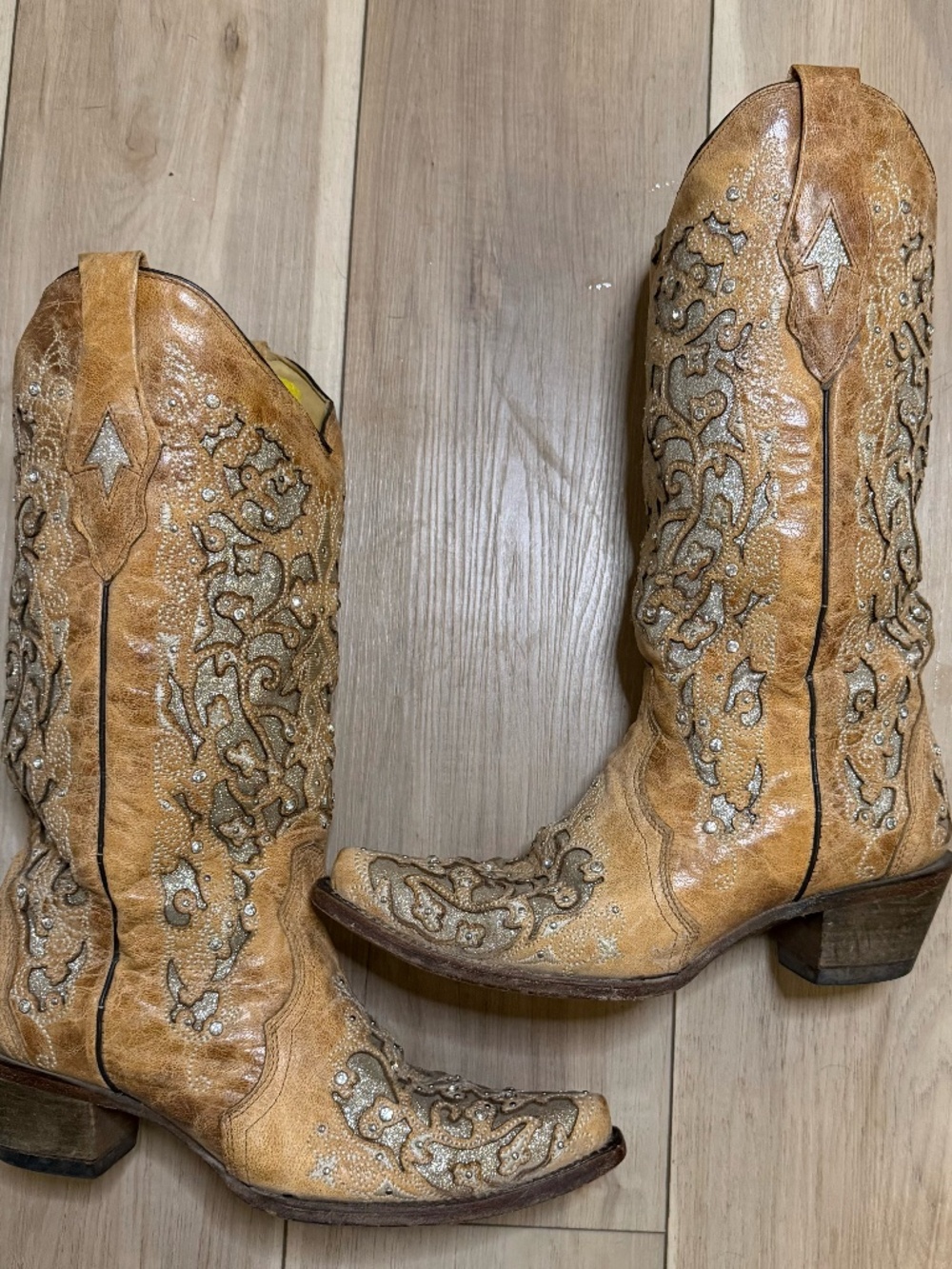 Corral Glitter Inlay Embroidered Western Boots Women's Size 10 Rhinestone Cowgir